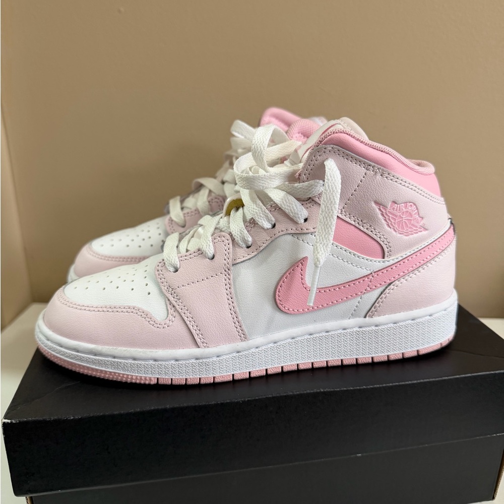Nike Kids Pink and White High-Top Sneakers
